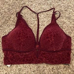 PINK Maroon velvet bralette